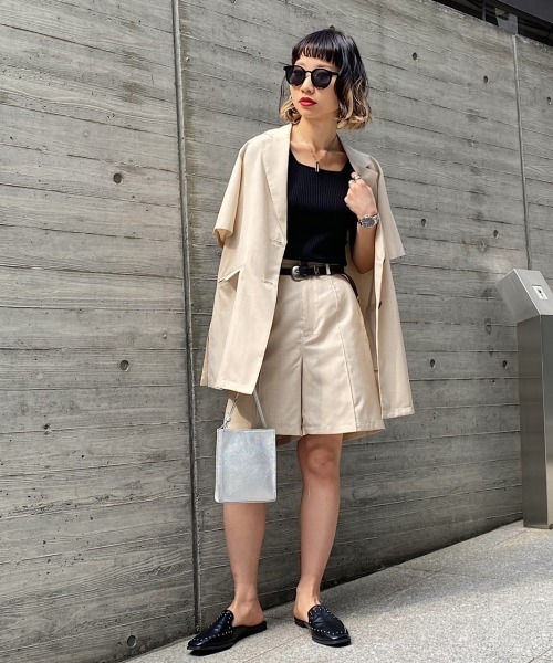 PAGEBOY（ページボーイ）の「リネンライクセットアップジャケットSS（その他アウター・レディース・ブラック/ベージュ/グリーン・FREE）」の6枚目の写真