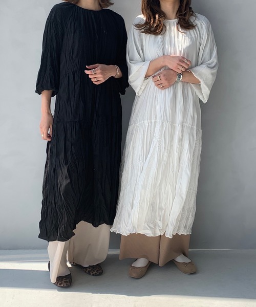 LE MORE（リモア）の「リンクルロングワンピース（ワンピース・レディース・ホワイト/ブラック・FREE）」の15枚目の写真