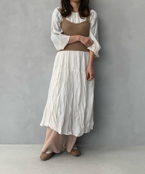 LE MORE（リモア）の「リンクルロングワンピース（ワンピース・レディース・ホワイト/ブラック・FREE）」の9枚目の写真
