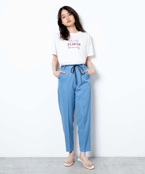 WEGO（ウィゴー）の「WEGO/【2点セット】ベルト付きスラウチパンツ（スラックス・レディース・ダークブラウン/サックスブルー・FREE）」の4枚目の写真