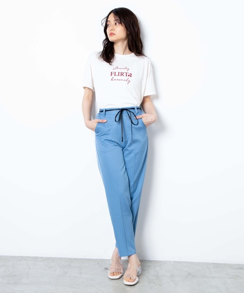 WEGO（ウィゴー）の「WEGO/【2点セット】ベルト付きスラウチパンツ（スラックス・レディース・ダークブラウン/サックスブルー・FREE）」の5枚目の写真