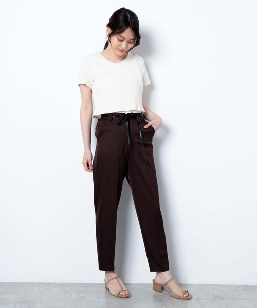 WEGO（ウィゴー）の「WEGO/【2点セット】ベルト付きスラウチパンツ（スラックス・レディース・ダークブラウン/サックスブルー・FREE）」の9枚目の写真