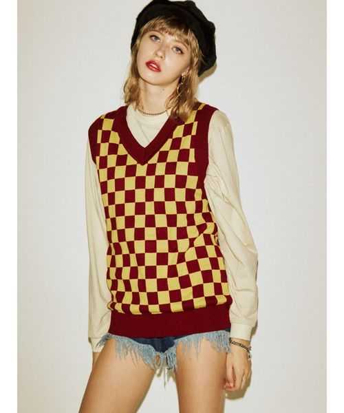 jouetie（ジュエティ）の「チュニックニットベスト（ニット/セーター・レディース・ピンク/グリーン/ボルドー・MEDIUM）」の3枚目の写真