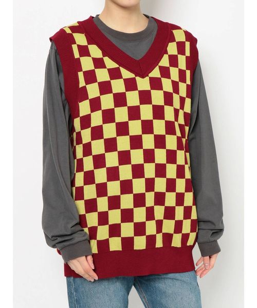 jouetie（ジュエティ）の「チュニックニットベスト（ニット/セーター・レディース・ピンク/グリーン/ボルドー・MEDIUM）」の4枚目の写真