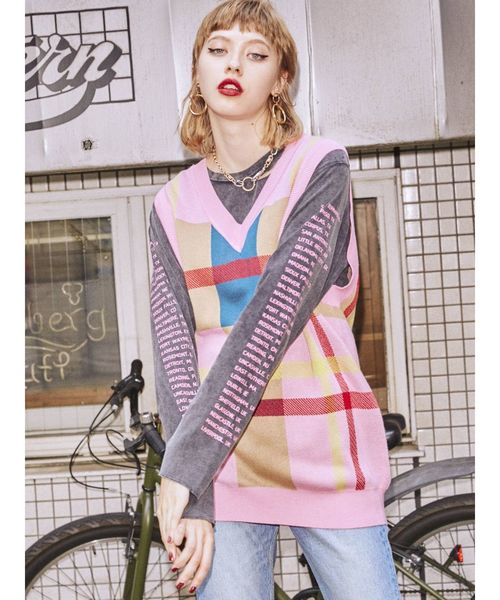 jouetie（ジュエティ）の「チュニックニットベスト（ニット/セーター・レディース・ピンク/グリーン/ボルドー・MEDIUM）」の5枚目の写真