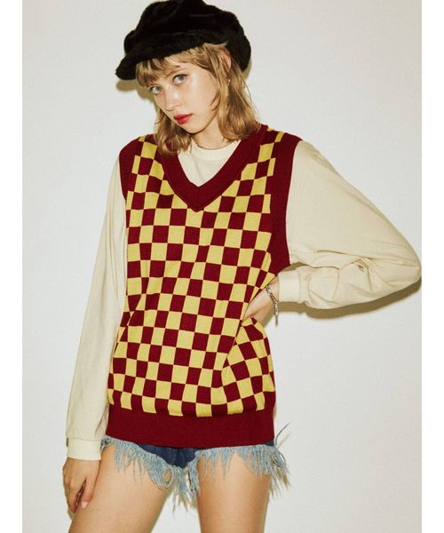 jouetie（ジュエティ）の「チュニックニットベスト（ニット/セーター・レディース・ピンク/グリーン/ボルドー・MEDIUM）」の7枚目の写真