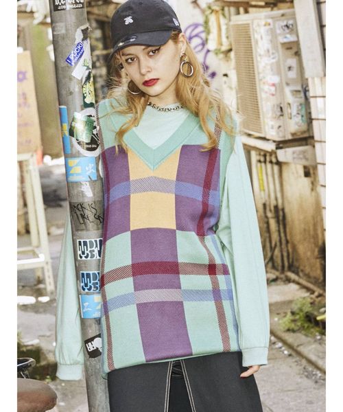 jouetie（ジュエティ）の「チュニックニットベスト（ニット/セーター・レディース・ピンク/グリーン/ボルドー・MEDIUM）」の9枚目の写真