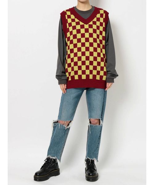 jouetie（ジュエティ）の「チュニックニットベスト（ニット/セーター・レディース・ピンク/グリーン/ボルドー・MEDIUM）」の12枚目の写真