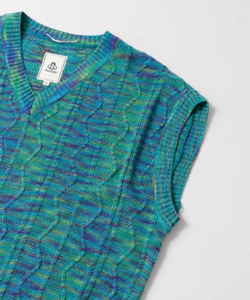 mando（マンド）の「mando　KNIT VEST∴（ベスト・メンズ・ブルー・1/2）」の4枚目の写真