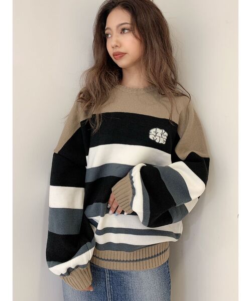 GYDA（ジェイダ）の「EYE CANDYジャガードニットTOPS（ニット/セーター・レディース・ブラック/ベージュ/その他/その他2・FREE）」の5枚目の写真