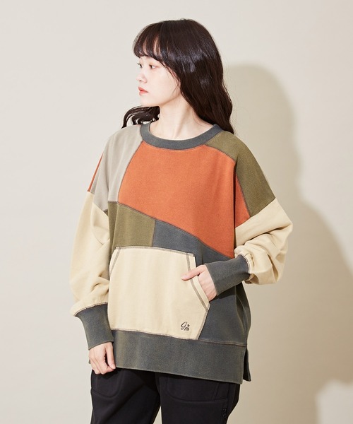 裏毛 配色 ステッチ パッチワーク スウェット プルオーバー スウェット Cube Sugar キューブシュガー のファッション通販 Zozotown