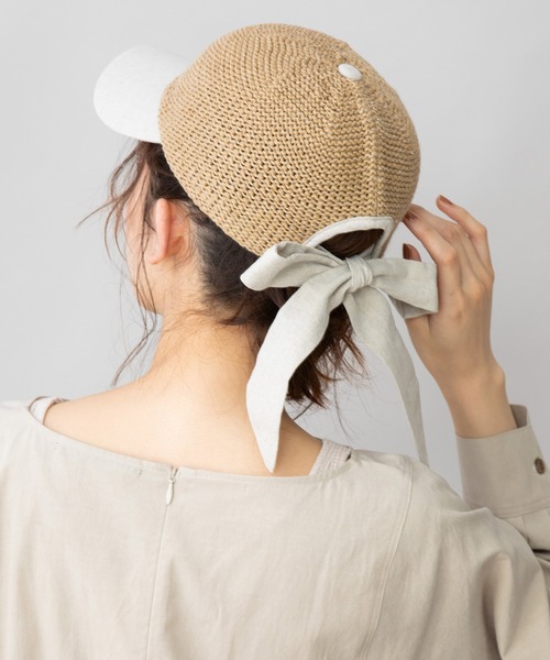 Munich(ミューニック)の「ペーパー&コットンリボンバックキャップ(キャップ・レディース・ブラック/ベージュ・FREE)」の5枚目の写真