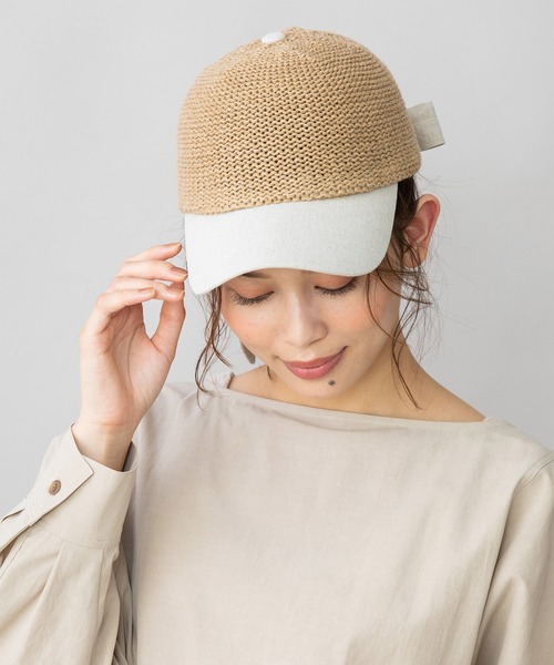 Munich(ミューニック)の「ペーパー&コットンリボンバックキャップ(キャップ・レディース・ブラック/ベージュ・FREE)」の4枚目の写真