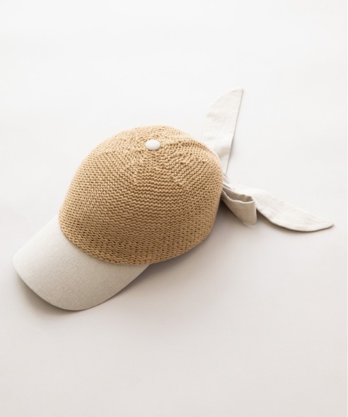 Munich(ミューニック)の「ペーパー&コットンリボンバックキャップ(キャップ・レディース・ブラック/ベージュ・FREE)」の7枚目の写真