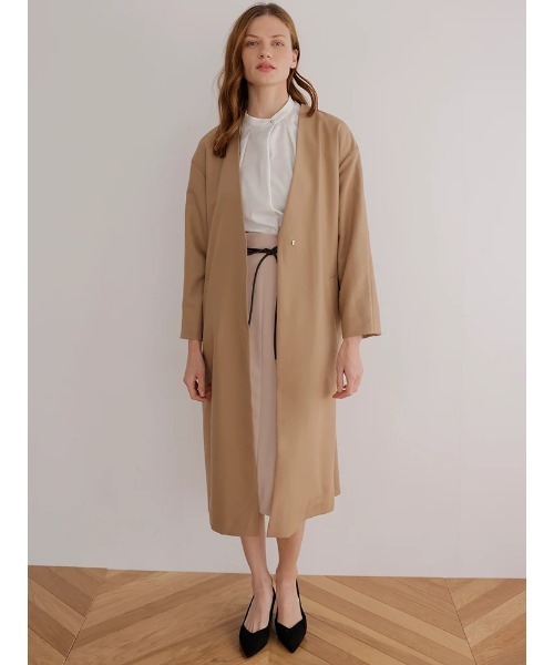 TONAL（トーナル）の「ベルト付ノーカラーV コート（ノーカラーコート