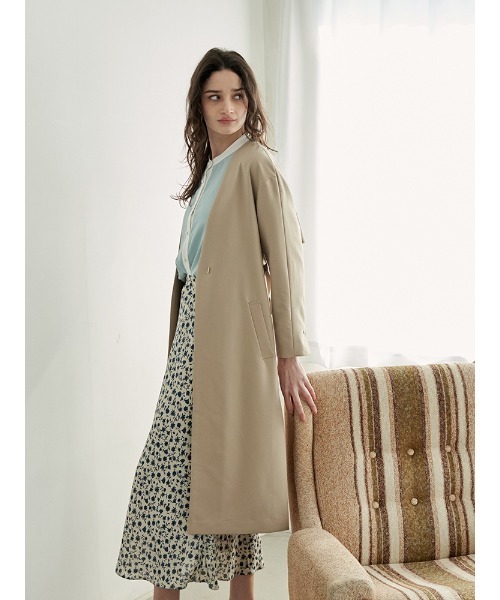 【タグ付き】　Ballsey　スプリングコート　ノーカラー　ベルト付き　38　春 タグ付き】 Ballsey スプリングコート ノーカラー ベルト付き 38 春