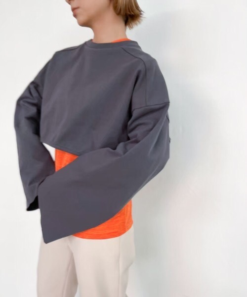 Solace（ソレイス）の「ボリュームスリーブクロップドカットソー/solace（Tシャツ/カットソー・レディース・ホワイト/チャコールグレー/ブルー・FREE）」の9枚目の写真