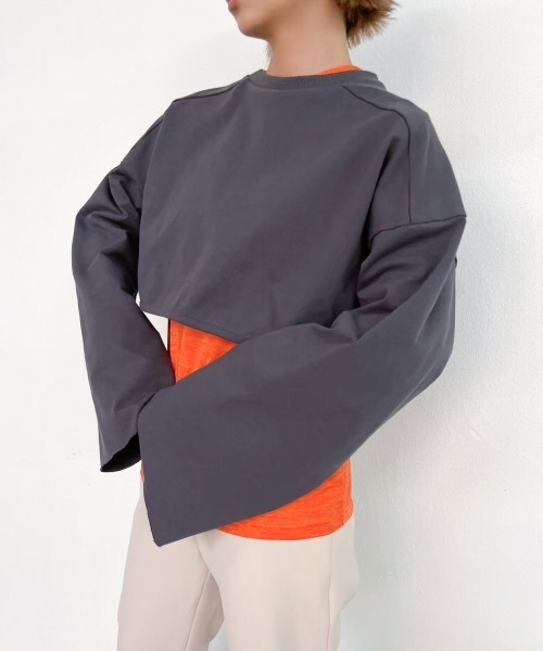 Solace（ソレイス）の「ボリュームスリーブクロップドカットソー/solace（Tシャツ/カットソー・レディース・ホワイト/チャコールグレー/ブルー・FREE）」の10枚目の写真