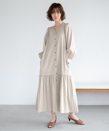 Vボタンキリカエフレアワンピース  931695