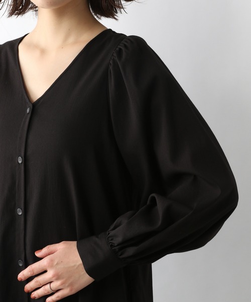 A part by（アパートバイ）の「Vボタンキリカエフレアワンピース  931695（ワンピース・レディース・ブラック/ライトベージュ/ブラウン系その他2/ブルー系その他4・FREE）」の11枚目の写真