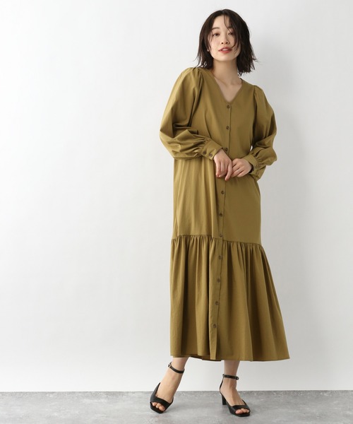 セール】Vボタンキリカエフレアワンピース 931695（ワンピース）｜A