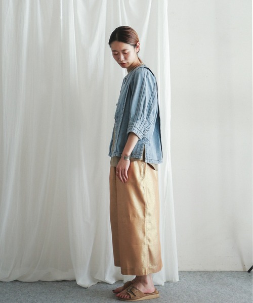 FIL DE FER（フィルデフェール）の「6.5ozデニム ボリューム袖ブラウス