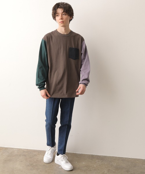 JUNRED(ジュンレッド)の「【別注】BEN DAVIS マルチカラー切替ロンT(Tシャツ/カットソー・メンズ・ホワイト/ダークブラウン/ブルー系その他4・LL/M/L)」の13枚目の写真
