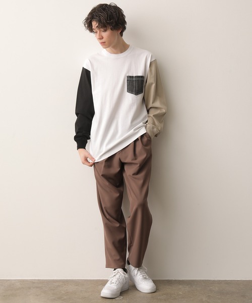 JUNRED(ジュンレッド)の「【別注】BEN DAVIS マルチカラー切替ロンT(Tシャツ/カットソー・メンズ・ホワイト/ダークブラウン/ブルー系その他4・LL/M/L)」の14枚目の写真