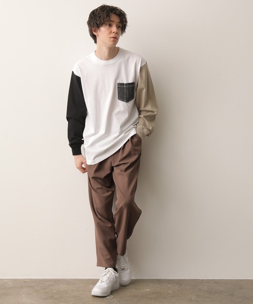 JUNRED(ジュンレッド)の「【別注】BEN DAVIS マルチカラー切替ロンT(Tシャツ/カットソー・メンズ・ホワイト/ダークブラウン/ブルー系その他4・LL/M/L)」の15枚目の写真