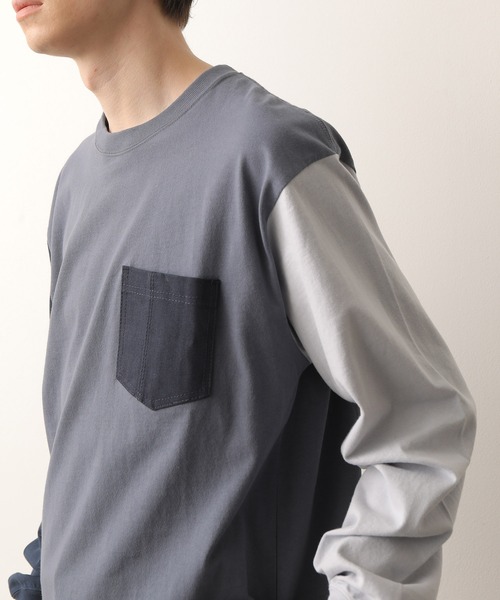 JUNRED(ジュンレッド)の「【別注】BEN DAVIS マルチカラー切替ロンT(Tシャツ/カットソー・メンズ・ホワイト/ダークブラウン/ブルー系その他4・LL/M/L)」の10枚目の写真