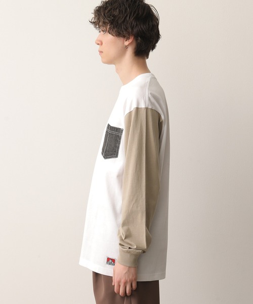 JUNRED(ジュンレッド)の「【別注】BEN DAVIS マルチカラー切替ロンT(Tシャツ/カットソー・メンズ・ホワイト/ダークブラウン/ブルー系その他4・LL/M/L)」の18枚目の写真