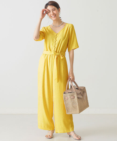 BEAMS LIGHTS（ビームスライツ）の「BEAMS LIGHTS / DEVEAUX 変形 DOT オールインワン（つなぎ/オールインワン・レディース・ブラック/イエロー・38/36）」の2枚目の写真