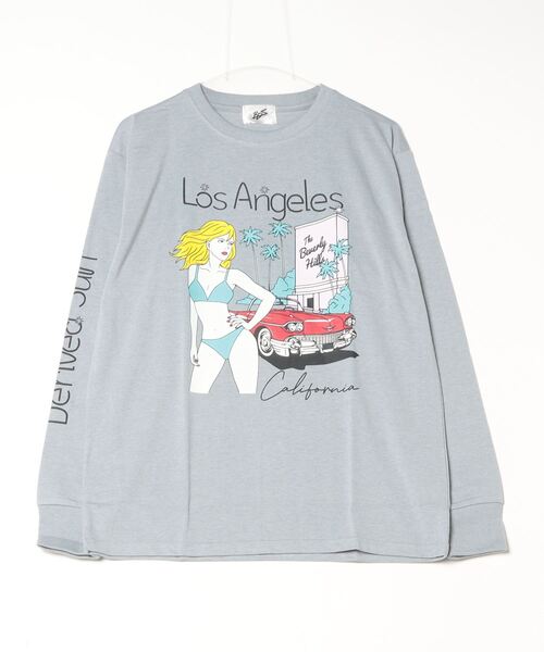 Bling Leads(ブリングリーズ)の「16/- 天竺 イラストプリント クルーネック ロング Tシャツ(Tシャツ/カットソー・メンズ・ブラック/杢グレー/ホワイト/オレンジ・L/M)」の3枚目の写真