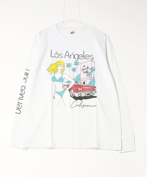 Bling Leads(ブリングリーズ)の「16/- 天竺 イラストプリント クルーネック ロング Tシャツ(Tシャツ/カットソー・メンズ・ブラック/杢グレー/ホワイト/オレンジ・L/M)」の2枚目の写真