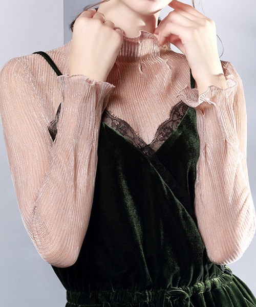 ANOTHER S（アナザーエス）の「フレアスリーブシアー タートルネックプルオーバー（Tシャツ/カットソー・レディース・ブラック/ベージュ/ピンク/ブルー・FREE）」の4枚目の写真