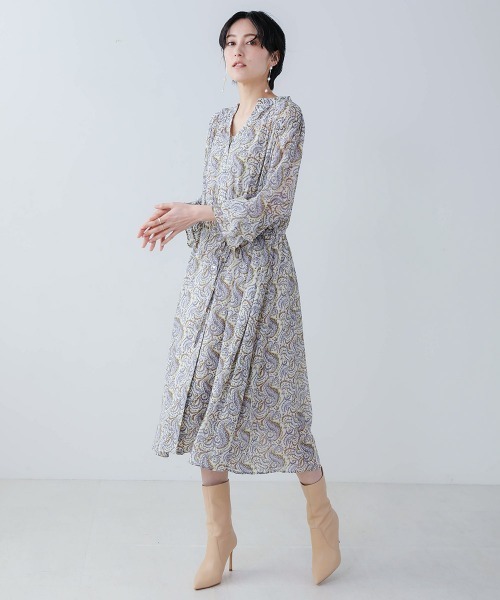 Bou Jeloud（ブージュルード）の「ペイズリーギャザーワンピース（ワンピース・レディース・ブラック/オフホワイト・38）」の3枚目の写真