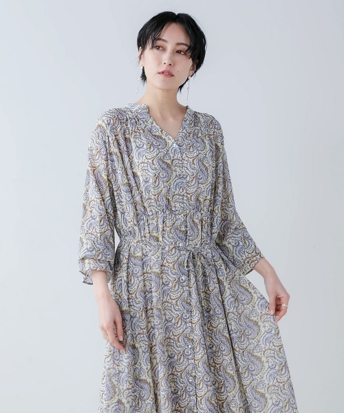 Bou Jeloud（ブージュルード）の「ペイズリーギャザーワンピース（ワンピース・レディース・ブラック/オフホワイト・38）」の6枚目の写真