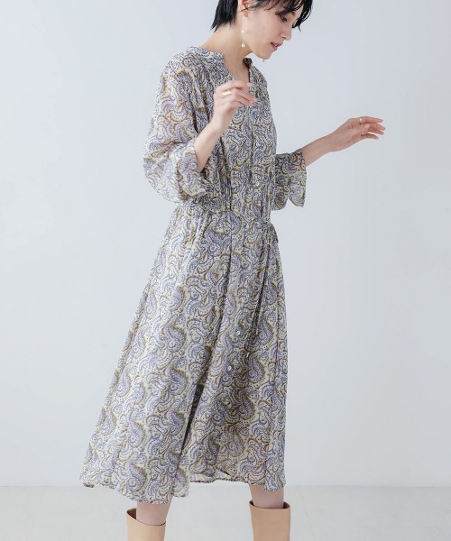 Bou Jeloud（ブージュルード）の「ペイズリーギャザーワンピース（ワンピース・レディース・ブラック/オフホワイト・38）」の16枚目の写真