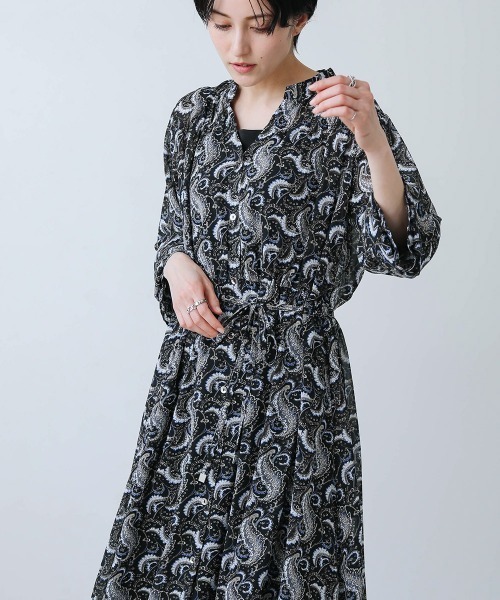 Bou Jeloud（ブージュルード）の「ペイズリーギャザーワンピース（ワンピース・レディース・ブラック/オフホワイト・38）」の8枚目の写真