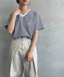 [DANTON/ダントン] Vネック ボーダーポケットTシャツ