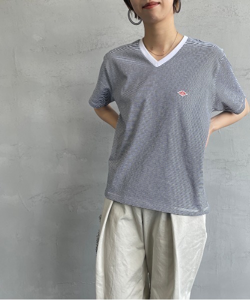DANTON（ダントン）の「[DANTON/ダントン] Vネック ボーダーポケットTシャツ（Tシャツ/カットソー・レディース・ホワイト×ネイビー・34/36）」の7枚目の写真
