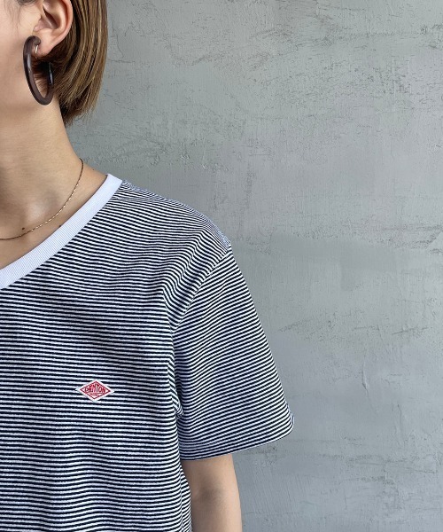 DANTON（ダントン）の「[DANTON/ダントン] Vネック ボーダーポケットTシャツ（Tシャツ/カットソー・レディース・ホワイト×ネイビー・34/36）」の11枚目の写真