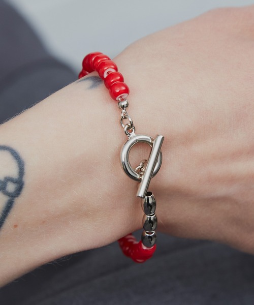 AIVER（アイバー）の「AIVER　ホワイトハートビーズブレスレット　MADE IN JAPAN（ブレスレット・メンズ・ブラック/レッド・FREE）」の6枚目の写真