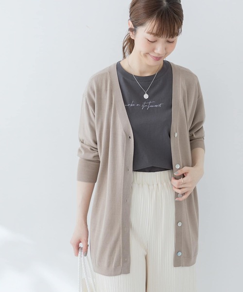 URBAN RESEARCH Sonny Label（アーバンリサーチサニーレーベル）の「クールミストミディ丈カーディガン（カーディガン/ボレロ・レディース・ライトグレー/ベージュ/ブラック/ブルー系その他・FREE）」の4枚目の写真