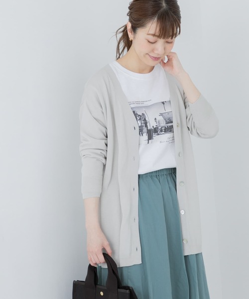 URBAN RESEARCH Sonny Label（アーバンリサーチサニーレーベル）の「クールミストミディ丈カーディガン（カーディガン/ボレロ・レディース・ライトグレー/ベージュ/ブラック/ブルー系その他・FREE）」の3枚目の写真