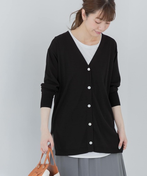 URBAN RESEARCH Sonny Label（アーバンリサーチサニーレーベル）の「クールミストミディ丈カーディガン（カーディガン/ボレロ・レディース・ライトグレー/ベージュ/ブラック/ブルー系その他・FREE）」の2枚目の写真