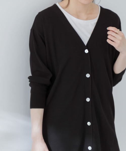 URBAN RESEARCH Sonny Label（アーバンリサーチサニーレーベル）の「クールミストミディ丈カーディガン（カーディガン/ボレロ・レディース・ライトグレー/ベージュ/ブラック/ブルー系その他・FREE）」の12枚目の写真