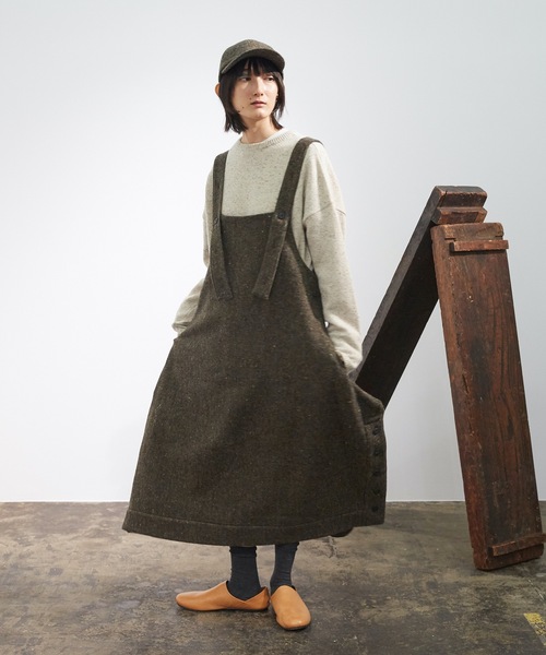 Dulcamara（ドゥルカマラ）の「ブリティッシュWフレームヘムOP - BRITISH WOOL-（ワンピース・レディース・カーキ/グレイッシュベージュ/ブラウン系その他・FREE）」の5枚目の写真