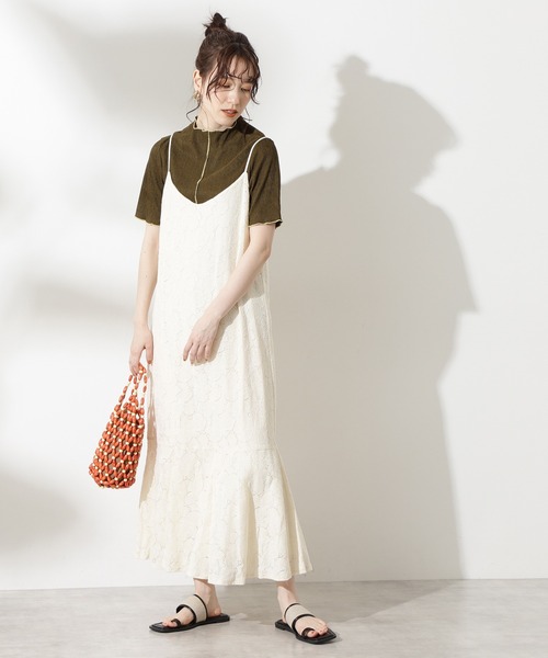 N.（N. Natural Beauty Basic）（エヌエヌナチュラルビューティーベーシック）の「レースマーメイドキャミワンピース（ワンピース・レディース・ホワイト/ブラック/イエロー・MEDIUM）」の4枚目の写真