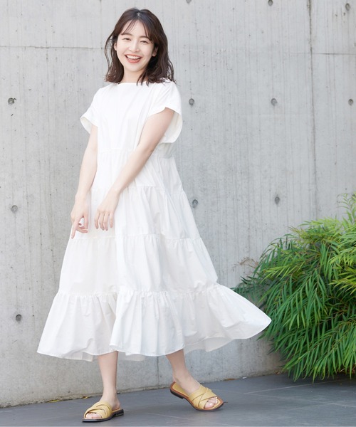 coca（coca）（コカ）の「コットンティアードワンピース（ワンピース・レディース・ホワイト/ブラック・ONE SIZE）」の2枚目の写真